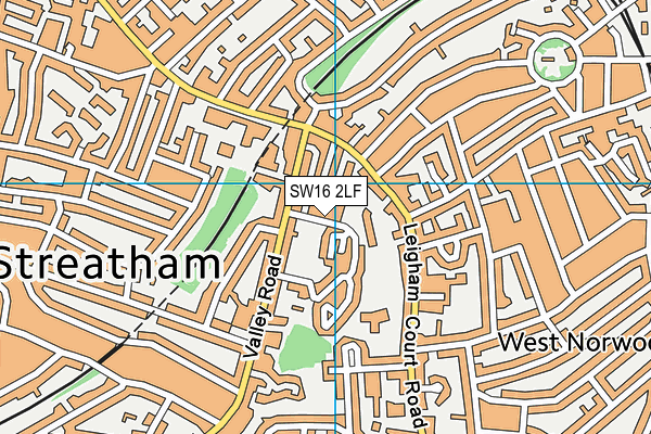 SW16 2LF map - OS VectorMap District (Ordnance Survey)