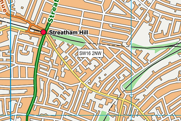 SW16 2NW map - OS VectorMap District (Ordnance Survey)