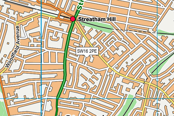 SW16 2PE map - OS VectorMap District (Ordnance Survey)
