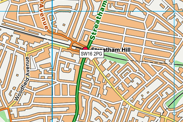 SW16 2PG map - OS VectorMap District (Ordnance Survey)