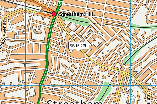 SW16 2PL map - OS VectorMap District (Ordnance Survey)