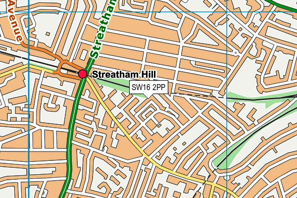 SW16 2PP map - OS VectorMap District (Ordnance Survey)