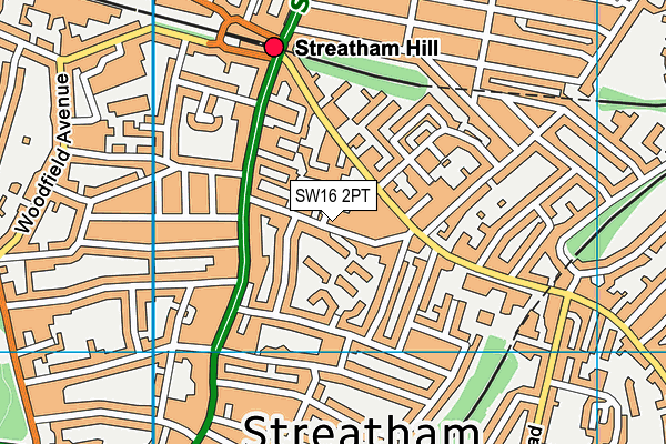 SW16 2PT map - OS VectorMap District (Ordnance Survey)