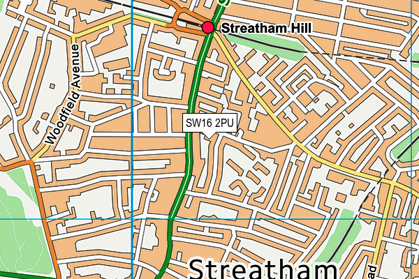 SW16 2PU map - OS VectorMap District (Ordnance Survey)