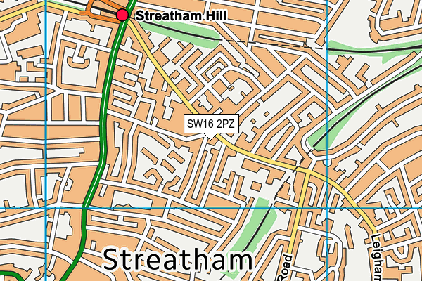 SW16 2PZ map - OS VectorMap District (Ordnance Survey)