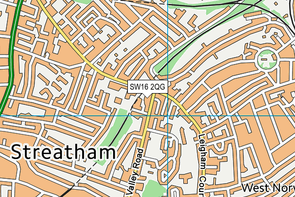 SW16 2QG map - OS VectorMap District (Ordnance Survey)