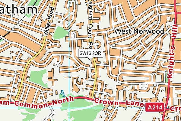 SW16 2QR map - OS VectorMap District (Ordnance Survey)