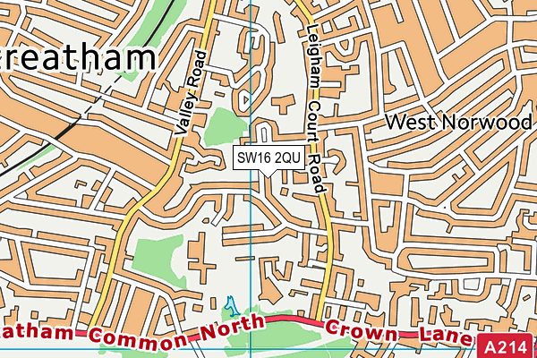 SW16 2QU map - OS VectorMap District (Ordnance Survey)