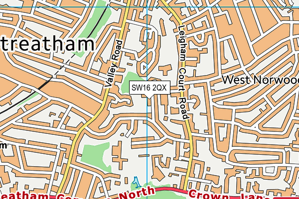 SW16 2QX map - OS VectorMap District (Ordnance Survey)