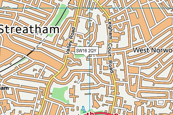 SW16 2QY map - OS VectorMap District (Ordnance Survey)