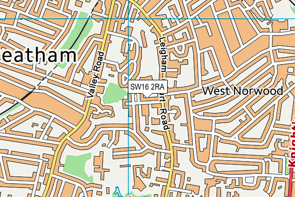 SW16 2RA map - OS VectorMap District (Ordnance Survey)