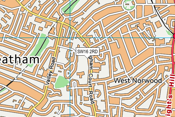 SW16 2RD map - OS VectorMap District (Ordnance Survey)