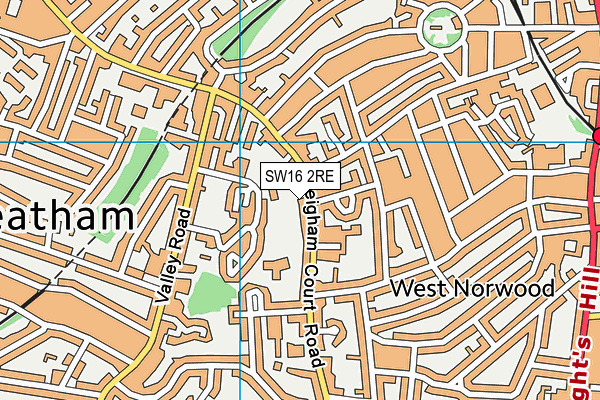 SW16 2RE map - OS VectorMap District (Ordnance Survey)