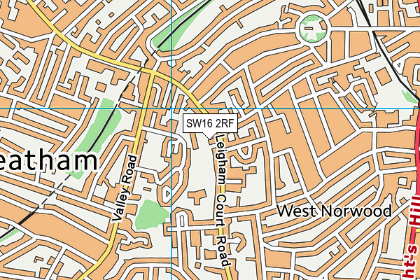 SW16 2RF map - OS VectorMap District (Ordnance Survey)