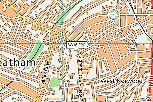 SW16 2RG map - OS VectorMap District (Ordnance Survey)