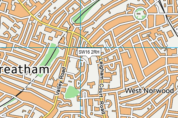 SW16 2RH map - OS VectorMap District (Ordnance Survey)