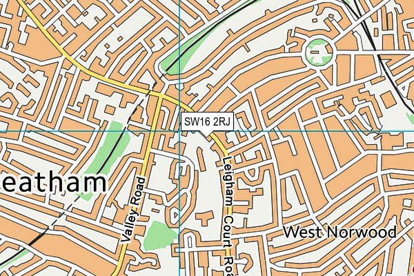 SW16 2RJ map - OS VectorMap District (Ordnance Survey)