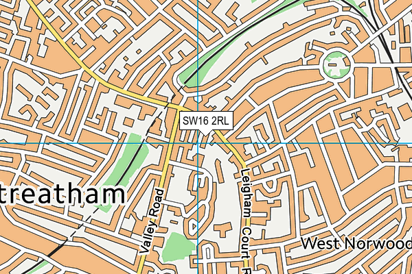 SW16 2RL map - OS VectorMap District (Ordnance Survey)