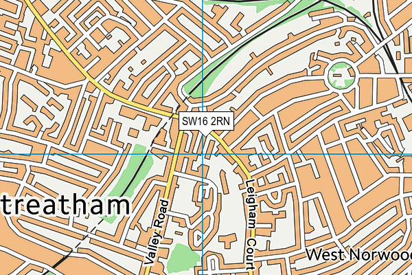 SW16 2RN map - OS VectorMap District (Ordnance Survey)