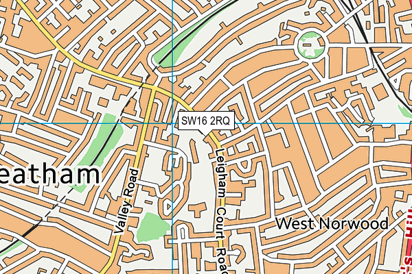 SW16 2RQ map - OS VectorMap District (Ordnance Survey)