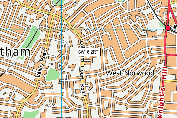 SW16 2RT map - OS VectorMap District (Ordnance Survey)