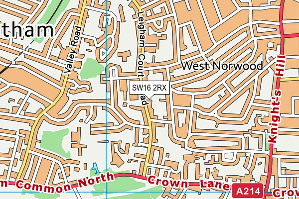 SW16 2RX map - OS VectorMap District (Ordnance Survey)