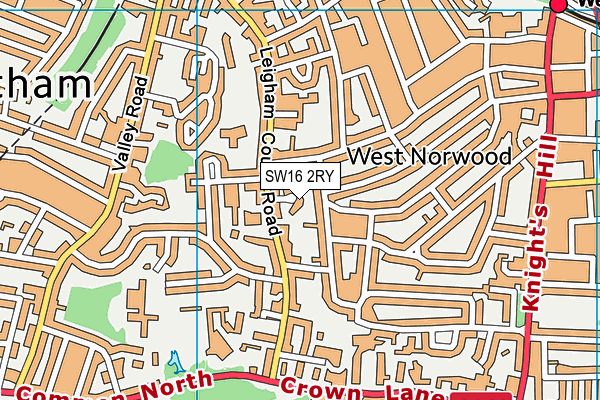 SW16 2RY map - OS VectorMap District (Ordnance Survey)