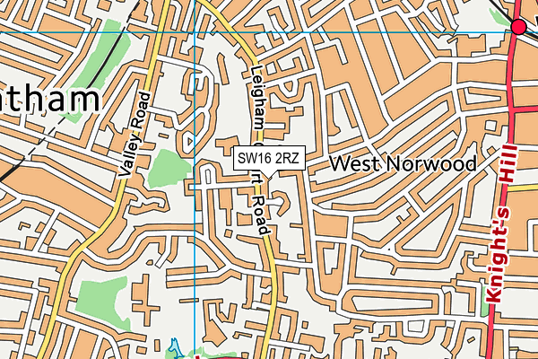 SW16 2RZ map - OS VectorMap District (Ordnance Survey)