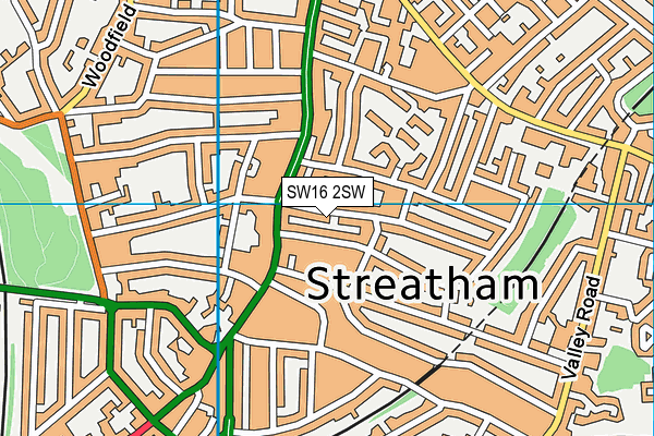 SW16 2SW map - OS VectorMap District (Ordnance Survey)