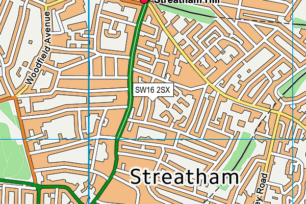 SW16 2SX map - OS VectorMap District (Ordnance Survey)
