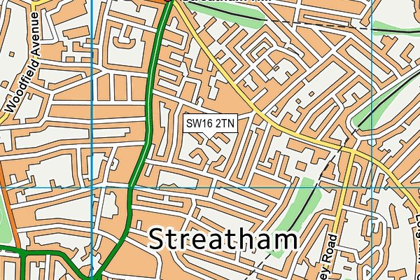 SW16 2TN map - OS VectorMap District (Ordnance Survey)