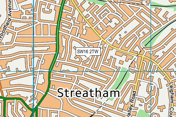 SW16 2TW map - OS VectorMap District (Ordnance Survey)