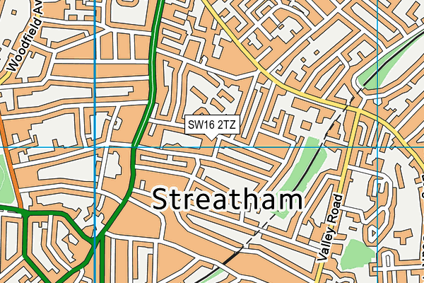 SW16 2TZ map - OS VectorMap District (Ordnance Survey)