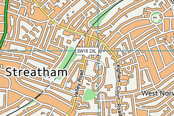 SW16 2XL map - OS VectorMap District (Ordnance Survey)