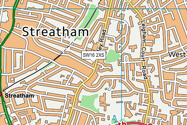 SW16 2XS map - OS VectorMap District (Ordnance Survey)