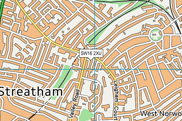 SW16 2XU map - OS VectorMap District (Ordnance Survey)