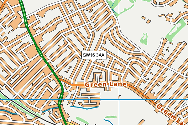 SW16 3AA map - OS VectorMap District (Ordnance Survey)