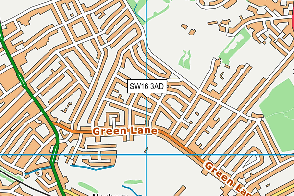 SW16 3AD map - OS VectorMap District (Ordnance Survey)