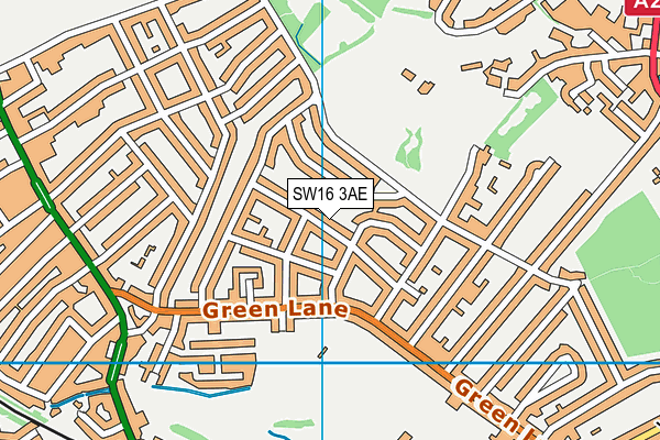 SW16 3AE map - OS VectorMap District (Ordnance Survey)