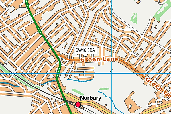 SW16 3BA map - OS VectorMap District (Ordnance Survey)