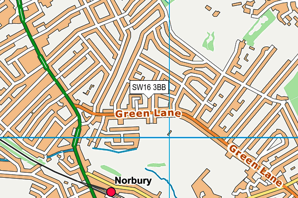 SW16 3BB map - OS VectorMap District (Ordnance Survey)