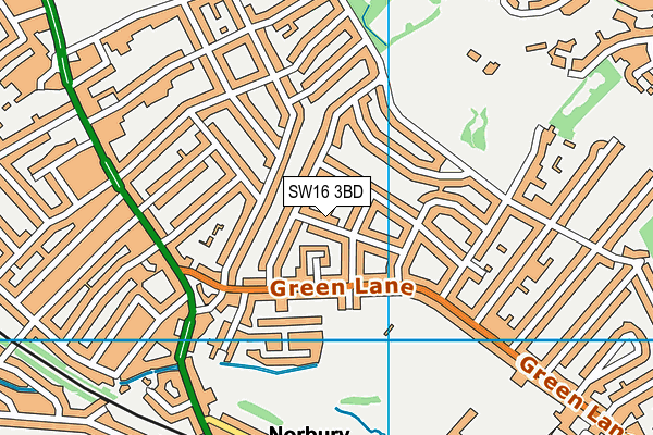 SW16 3BD map - OS VectorMap District (Ordnance Survey)