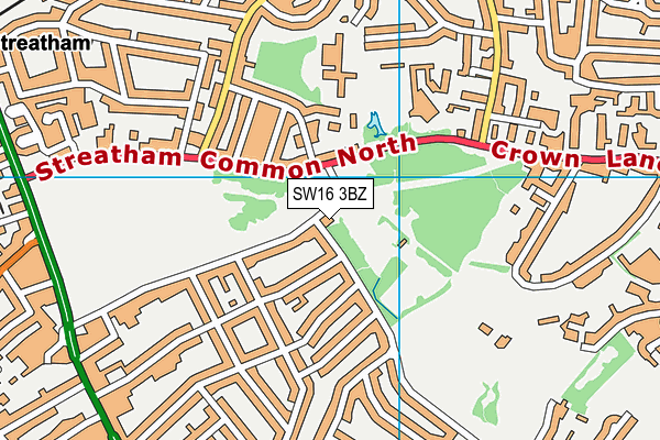 SW16 3BZ map - OS VectorMap District (Ordnance Survey)