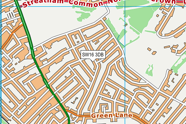 SW16 3DB map - OS VectorMap District (Ordnance Survey)