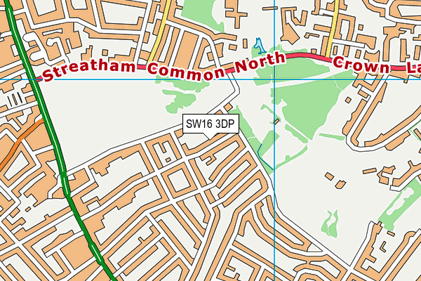 SW16 3DP map - OS VectorMap District (Ordnance Survey)