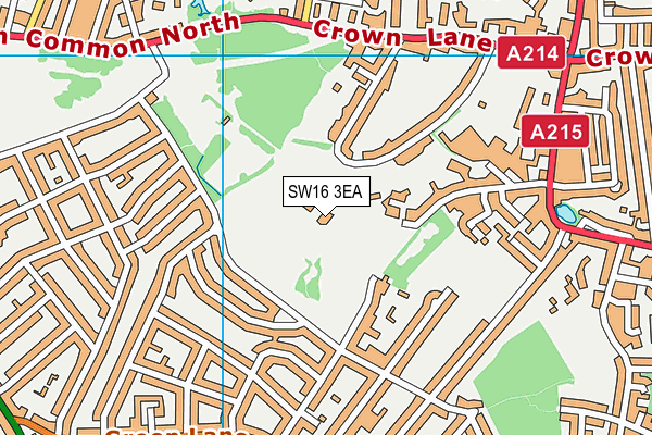 SW16 3EA map - OS VectorMap District (Ordnance Survey)