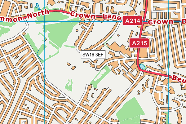 SW16 3EF map - OS VectorMap District (Ordnance Survey)