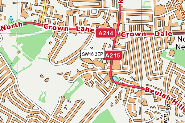 SW16 3EP map - OS VectorMap District (Ordnance Survey)