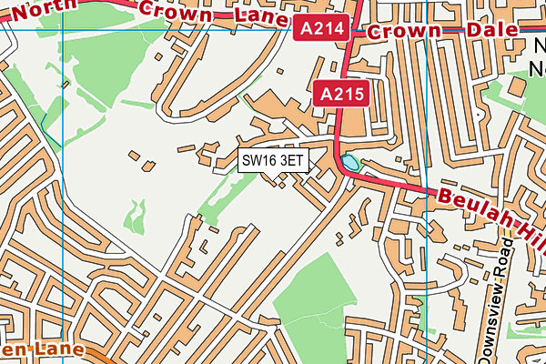 SW16 3ET map - OS VectorMap District (Ordnance Survey)