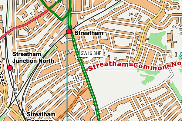 SW16 3HF map - OS VectorMap District (Ordnance Survey)